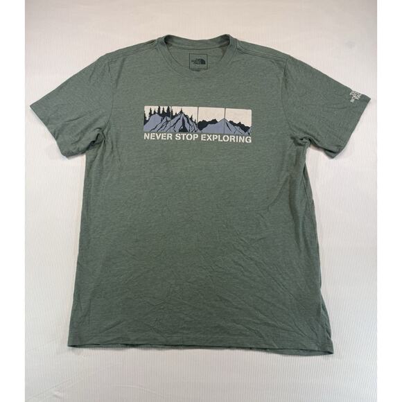 The North Face Men’s Large Green Graphic T-Shirt Never Stop Exploring Mountain - Picture 2 of 9